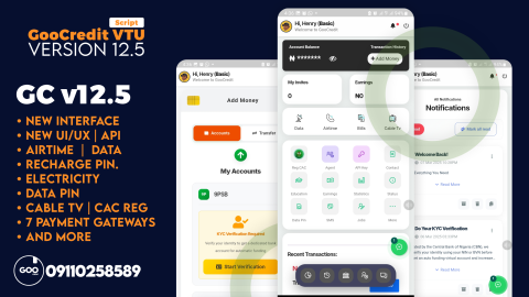 GooCredit VTU Script v12.5 – Best VTU Software for Airtime, Data, Bills & Auto Bank System