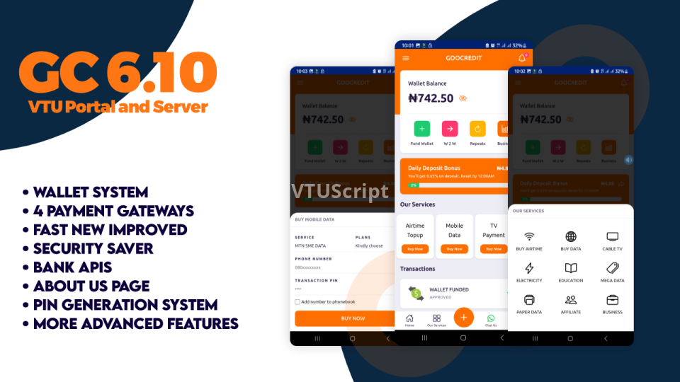 GooCredit VTU Script v6.10 – Best VTU Software for Airtime, Data, Bills & Auto Bank System
